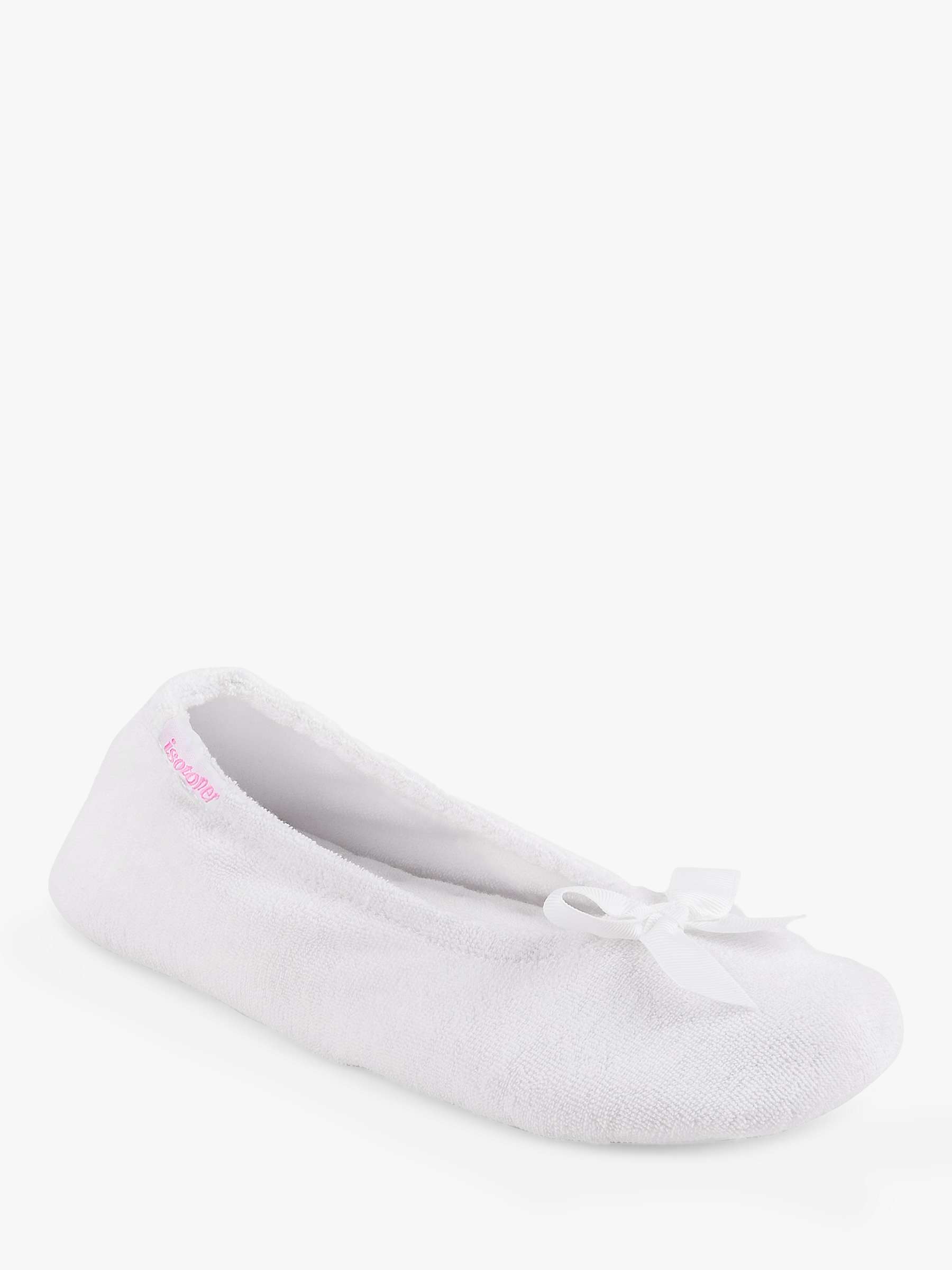 totes Terry Ballerina Slippers, White at John Lewis & Partners