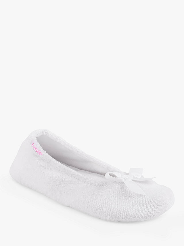 totes Terry Ballerina Slippers, White