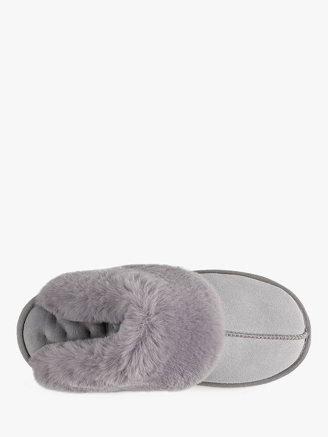 totes Real Suede with Fur Cuff Slippers, Grey