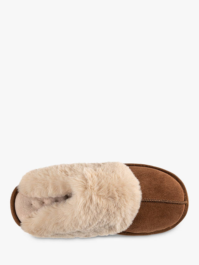 totes Real Suede with Fur Cuff Slippers, Tan