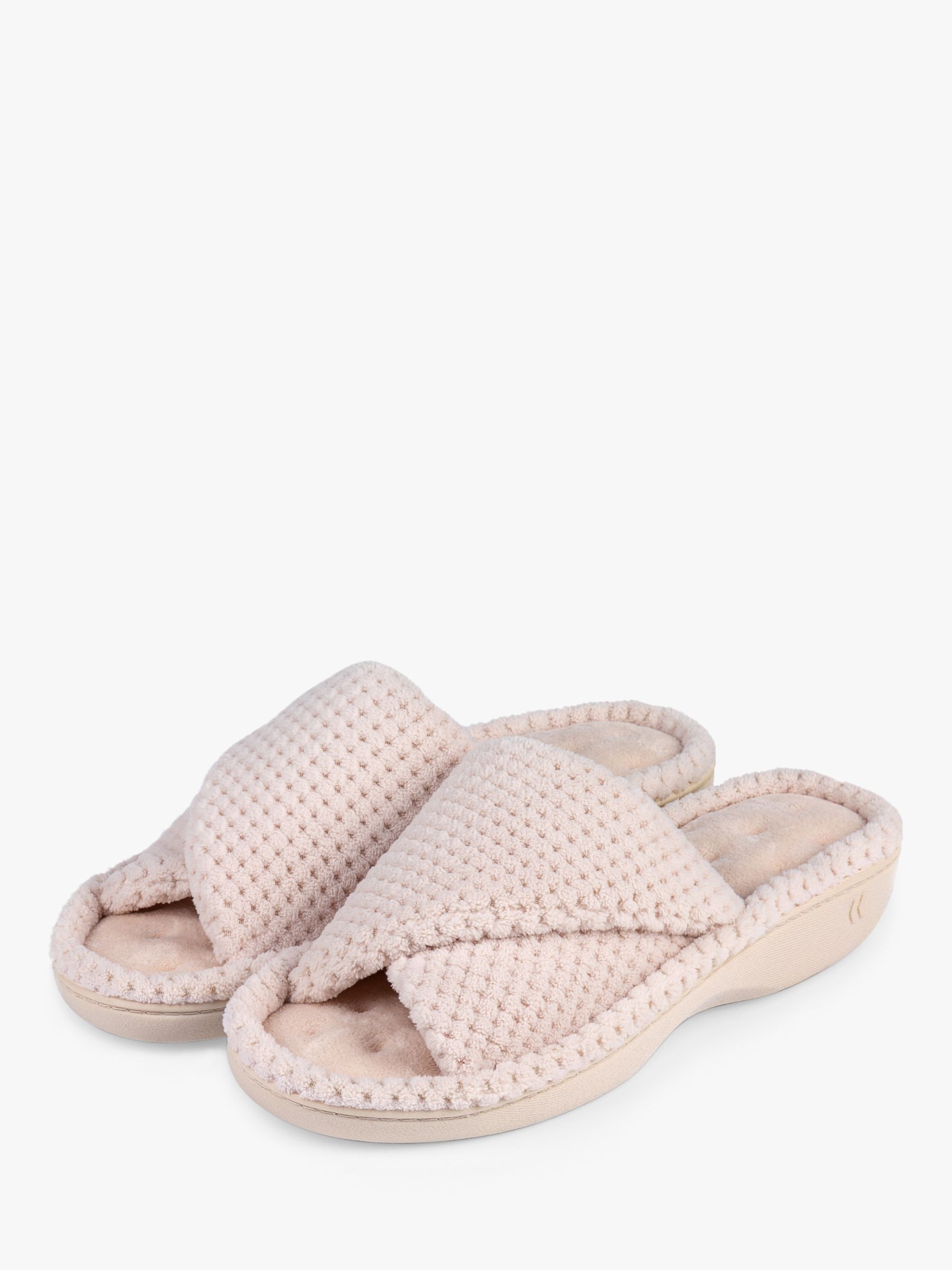 John Lewis ANYDAY Cross Strap Recycled Faux Fur Mule Slippers
