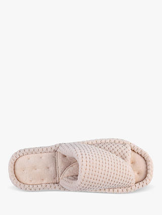 totes Textured Popcorn Turnover Mule Slippers, Natural