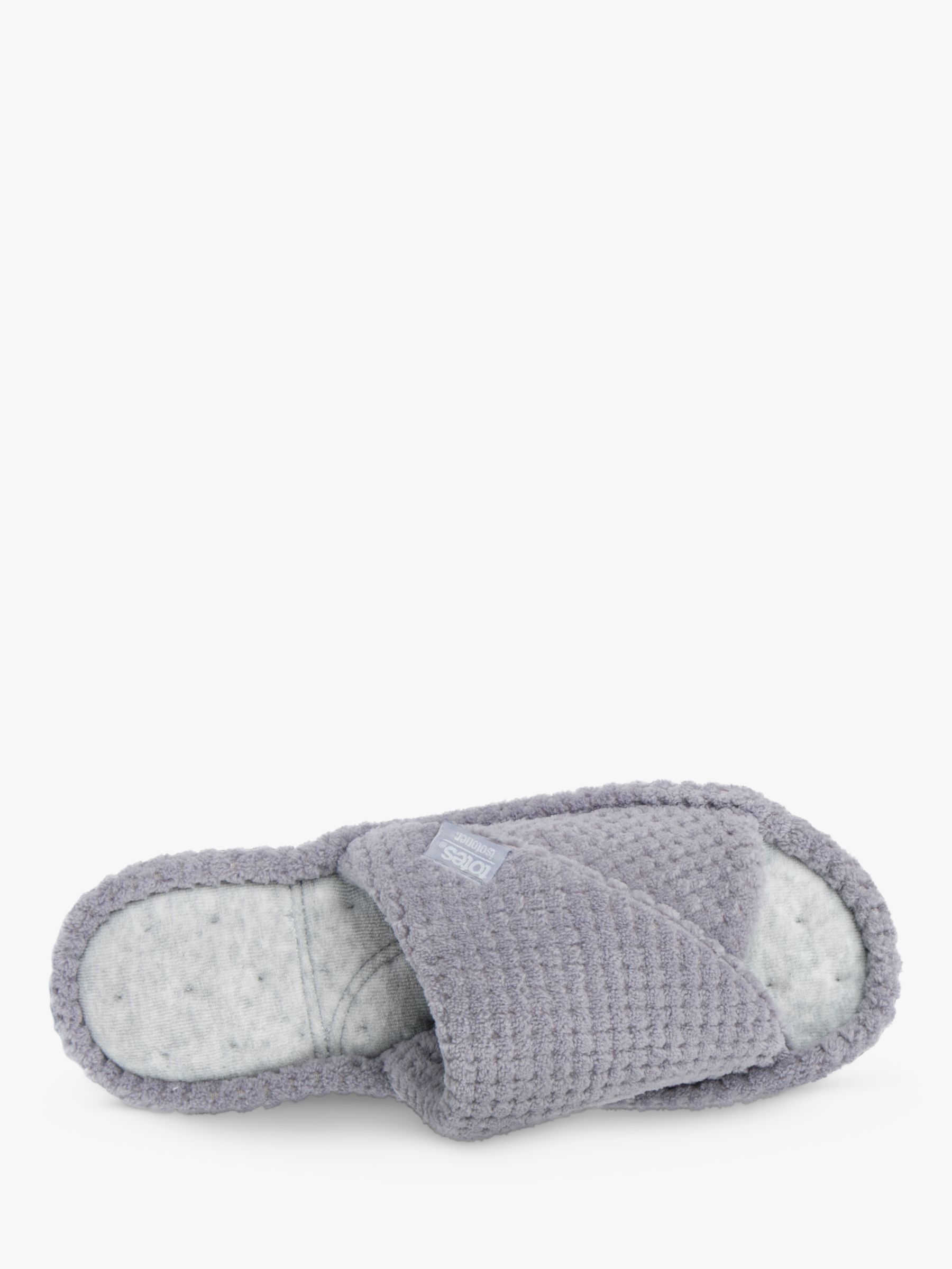 totes Textured Popcorn Turnover Mule Slippers, Pale Grey, 4