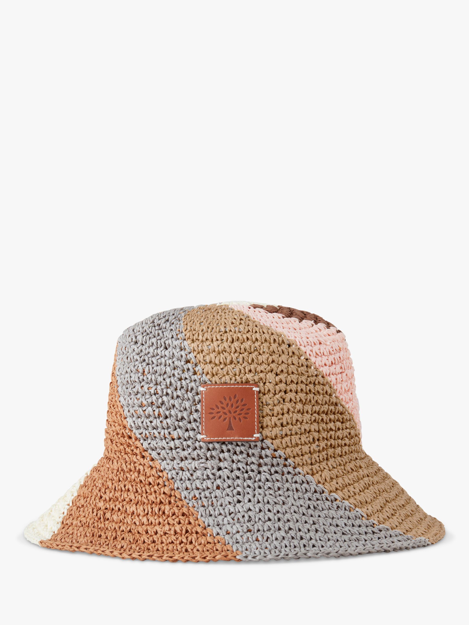 Mulberry Summer Stripe Bucket Hat, Maple/Pale Grey at John Lewis