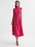 Reiss Petite Livvy Open Back Midi Dress, Bright Pink