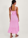 Monsoon Cirilla Cutwork Midi Dress, Pink