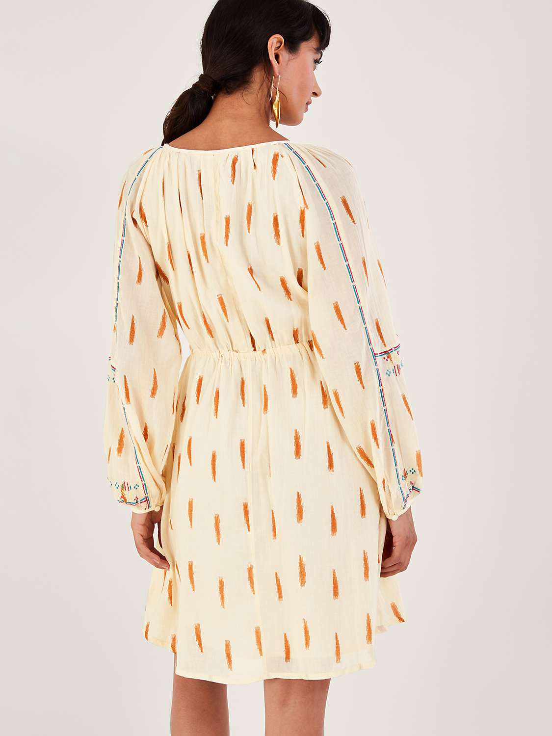 Buy Monsoon Aztec Embroidered Cotton Dress, Ivory Online at johnlewis.com