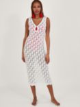 Monsoon Pointelle Stitch Beach Midi Dress, Ivory