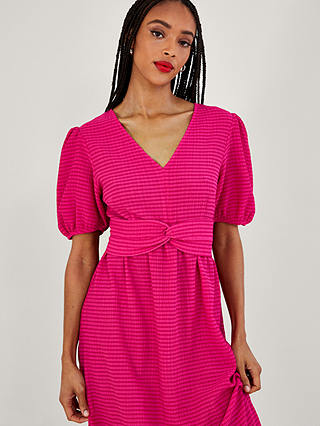 Monsoon Twist Detail Jersey Midi Dress, Pink at John Lewis & Partners