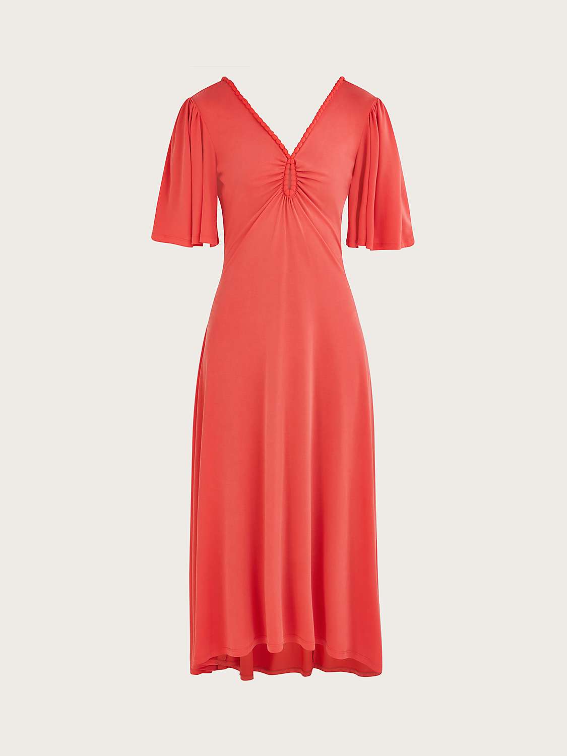 Buy Monsoon Jersey Pom-Pom Trim Dress, Pink Online at johnlewis.com