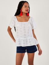 Superdry Embroidered Cami Top, Off White at John Lewis & Partners