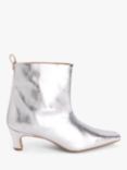 John Lewis Perth Leather Chisel Toe Cropped Ankle Boots, Silver
