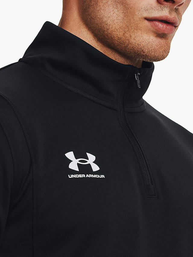 Under Armour Challenger Midlayer 1/4 Zip Long Sleeve Gym Top, Black/White