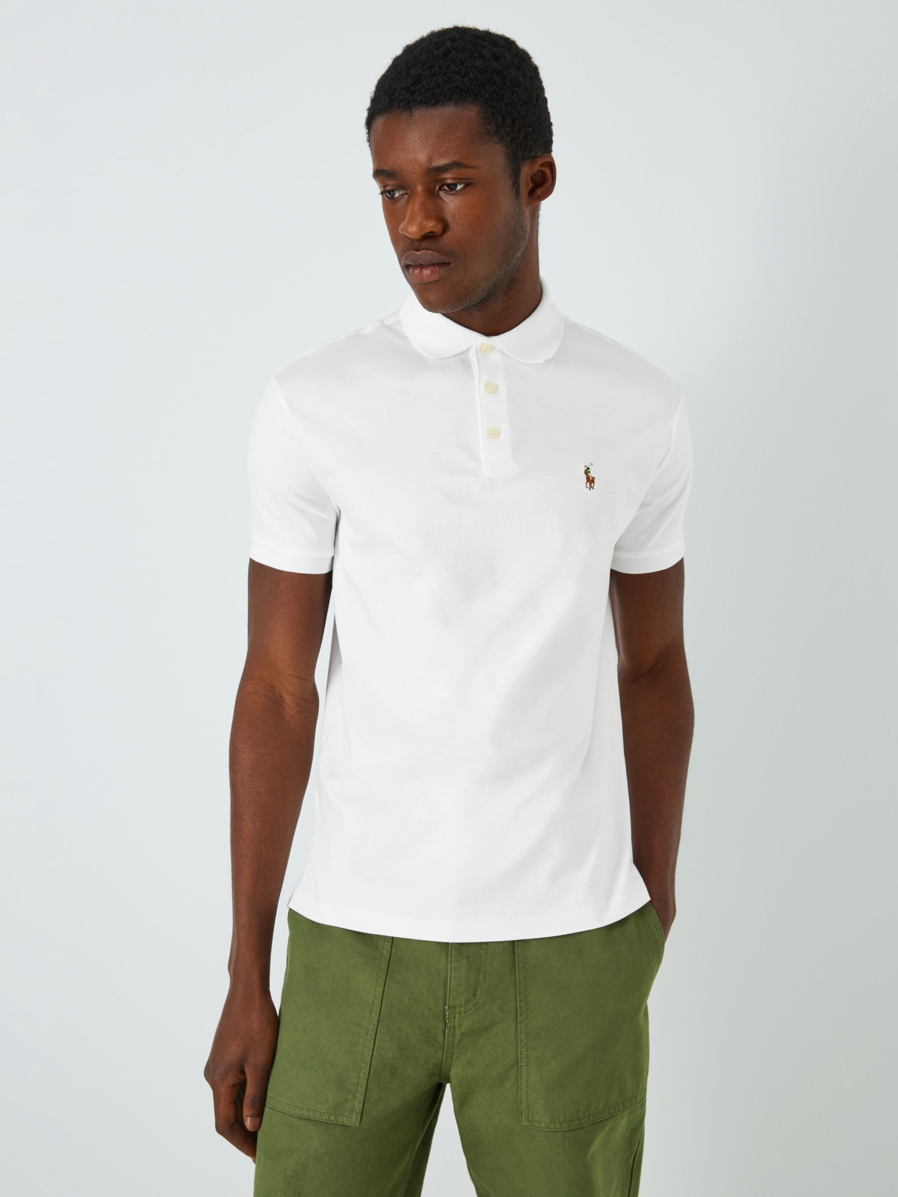 Polo Ralph Lauren Short Sleeve Polo Shirt, White at John Lewis & Partners