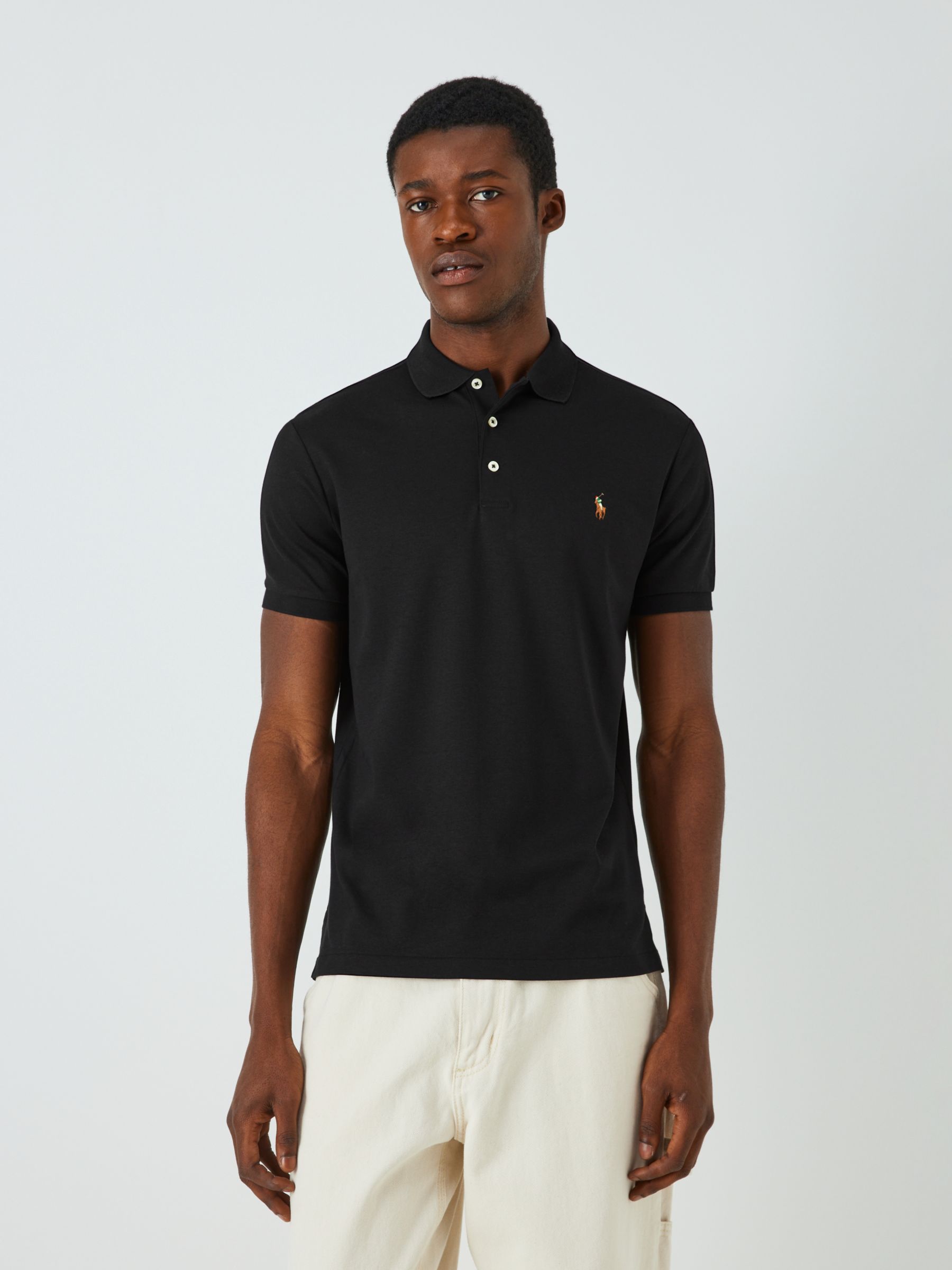 Polo Ralph Lauren Short Sleeve Polo Shirt, Polo Black at John Lewis ...