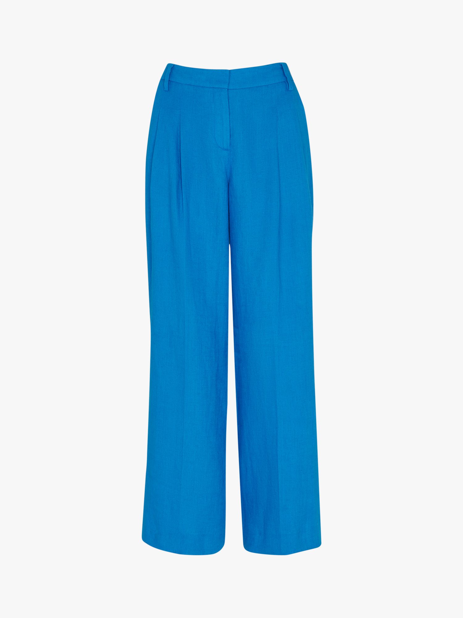 Whistles Petite Leonie Linen Trousers, Blue at John Lewis & Partners