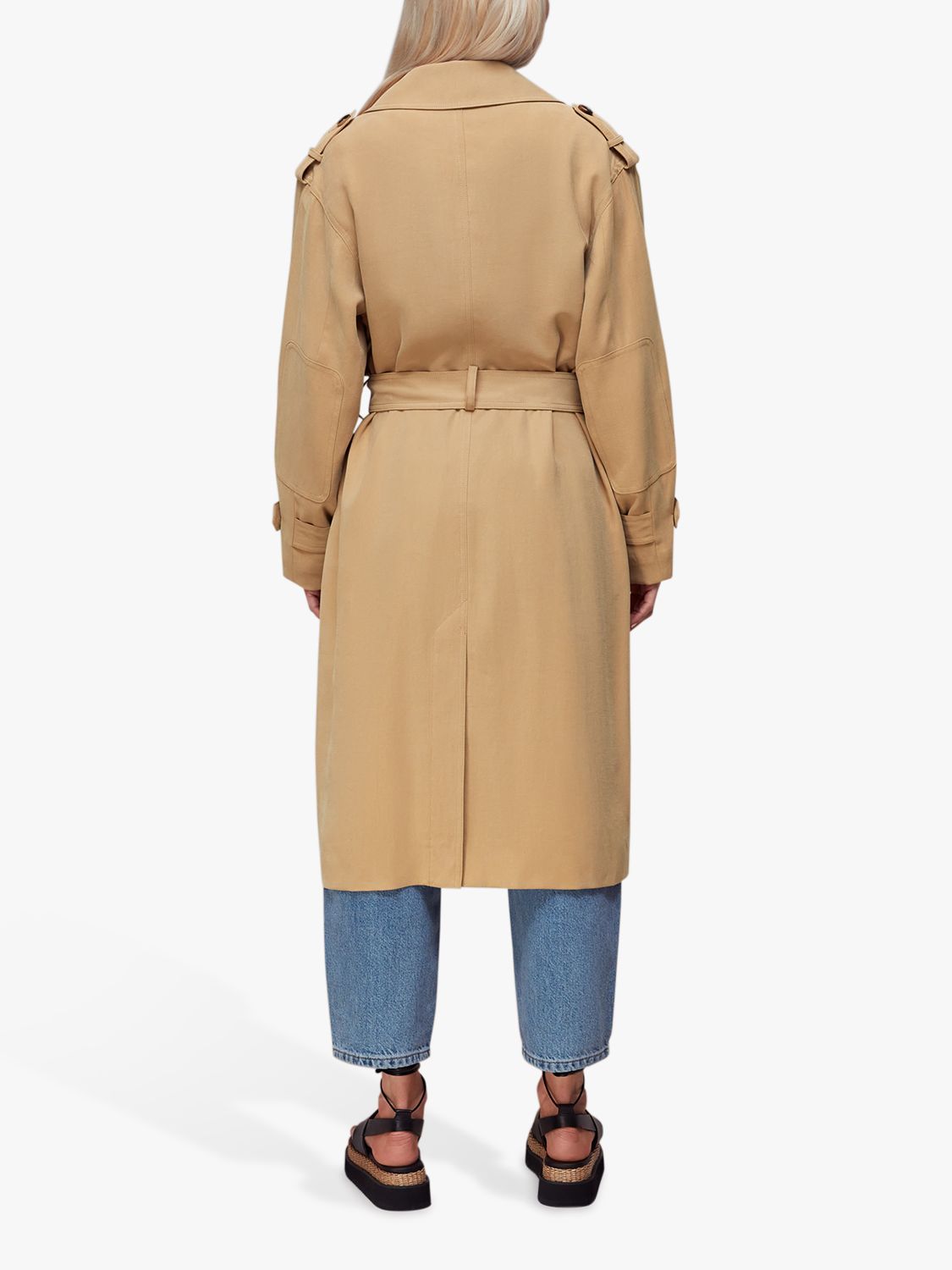 Whistles Petite Riley Double Breasted Trench Coat, Beige at John Lewis ...