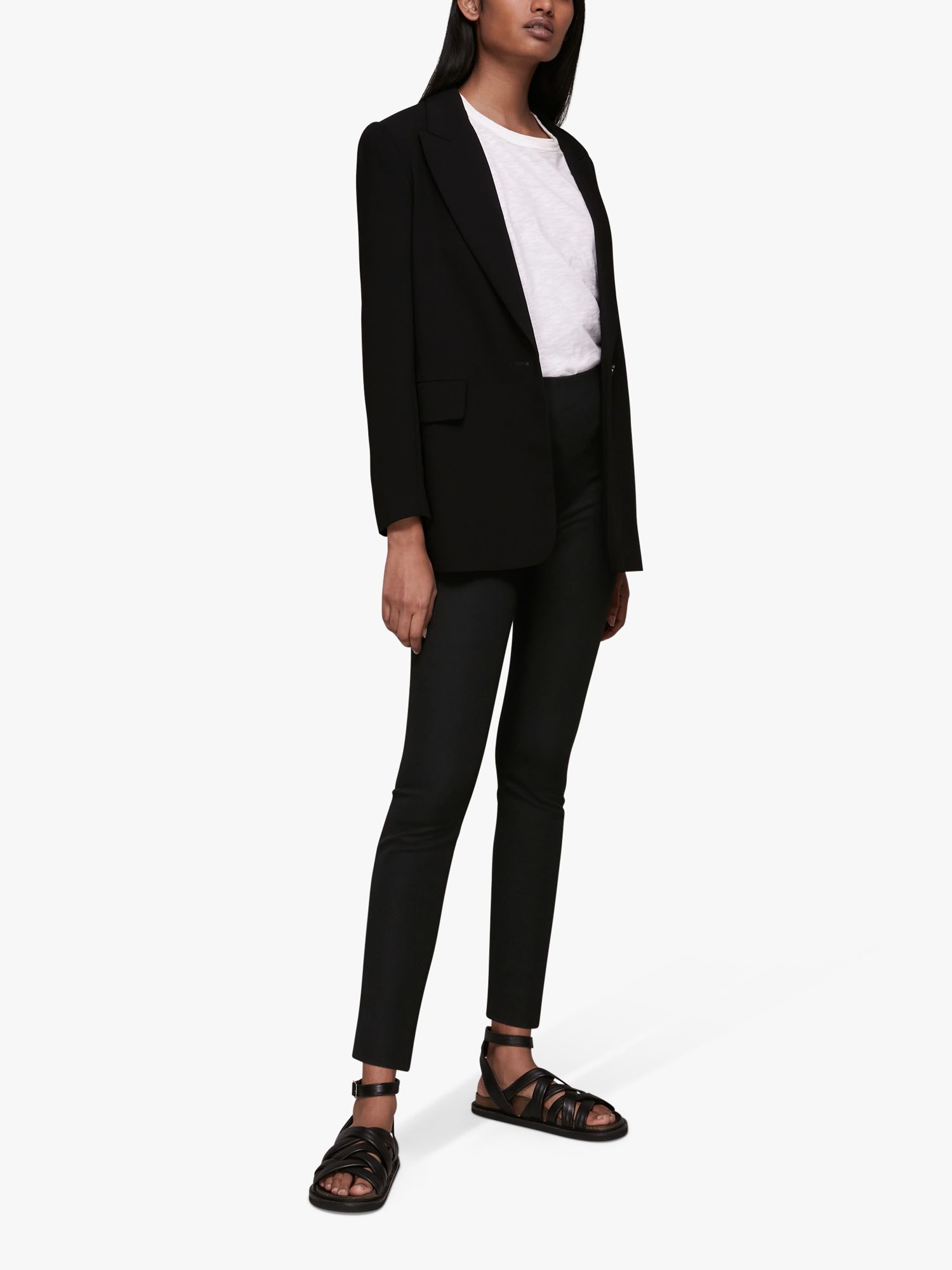 Whistles Petite Super Stretch Trousers, Black at John Lewis & Partners
