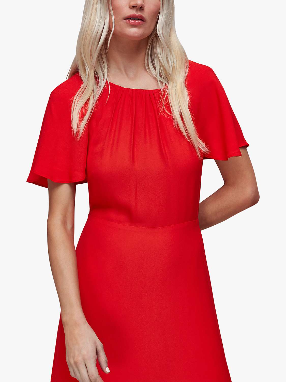 Buy Whistles Petite Annabelle Cape Sleeve Midi Dress, Red Online at johnlewis.com