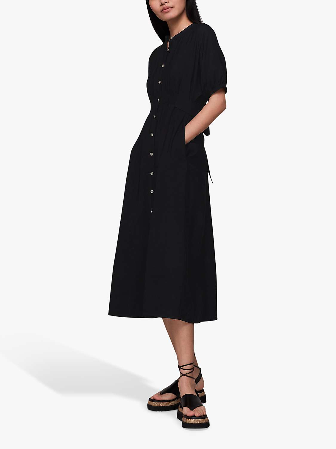 Buy Whistles Petite Plain Shirt Dress, Black Online at johnlewis.com