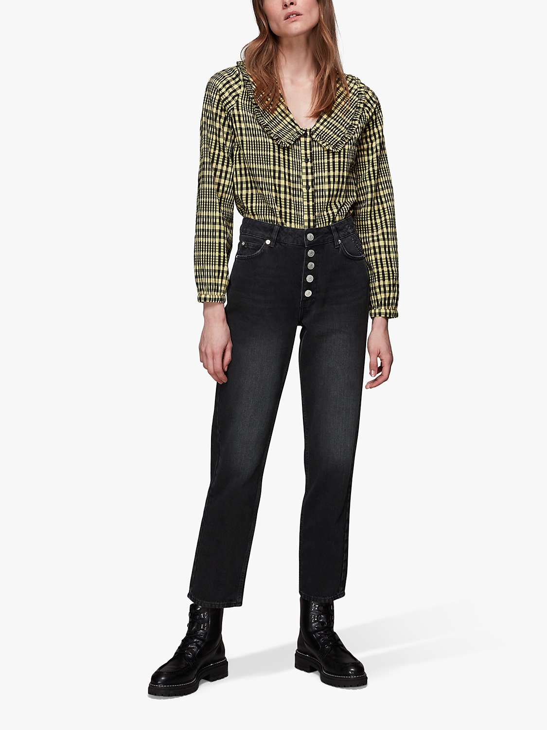Buy Whistles Petite Authentic Hollie Button Jeans, Black Online at johnlewis.com