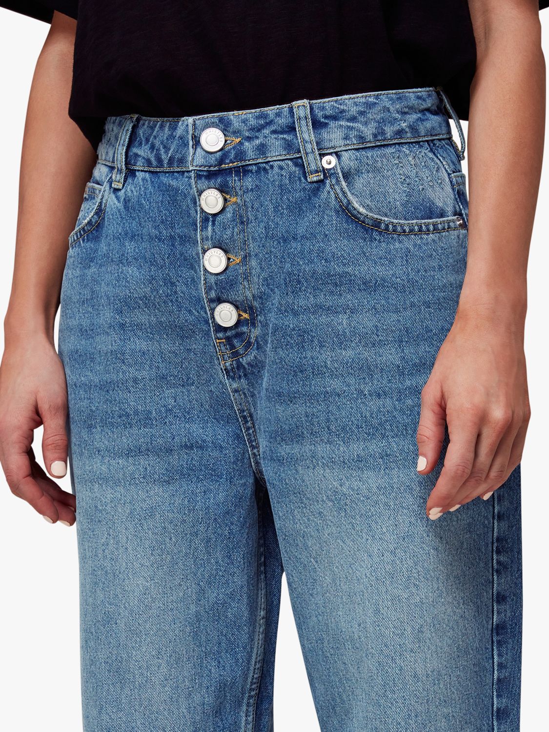 Whistles Petite Authentic Hollie Button Jeans, Blue at John Lewis ...
