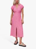 Whistles Petite Nina Diagonal Fleck Midi Dress, Pink/Multi