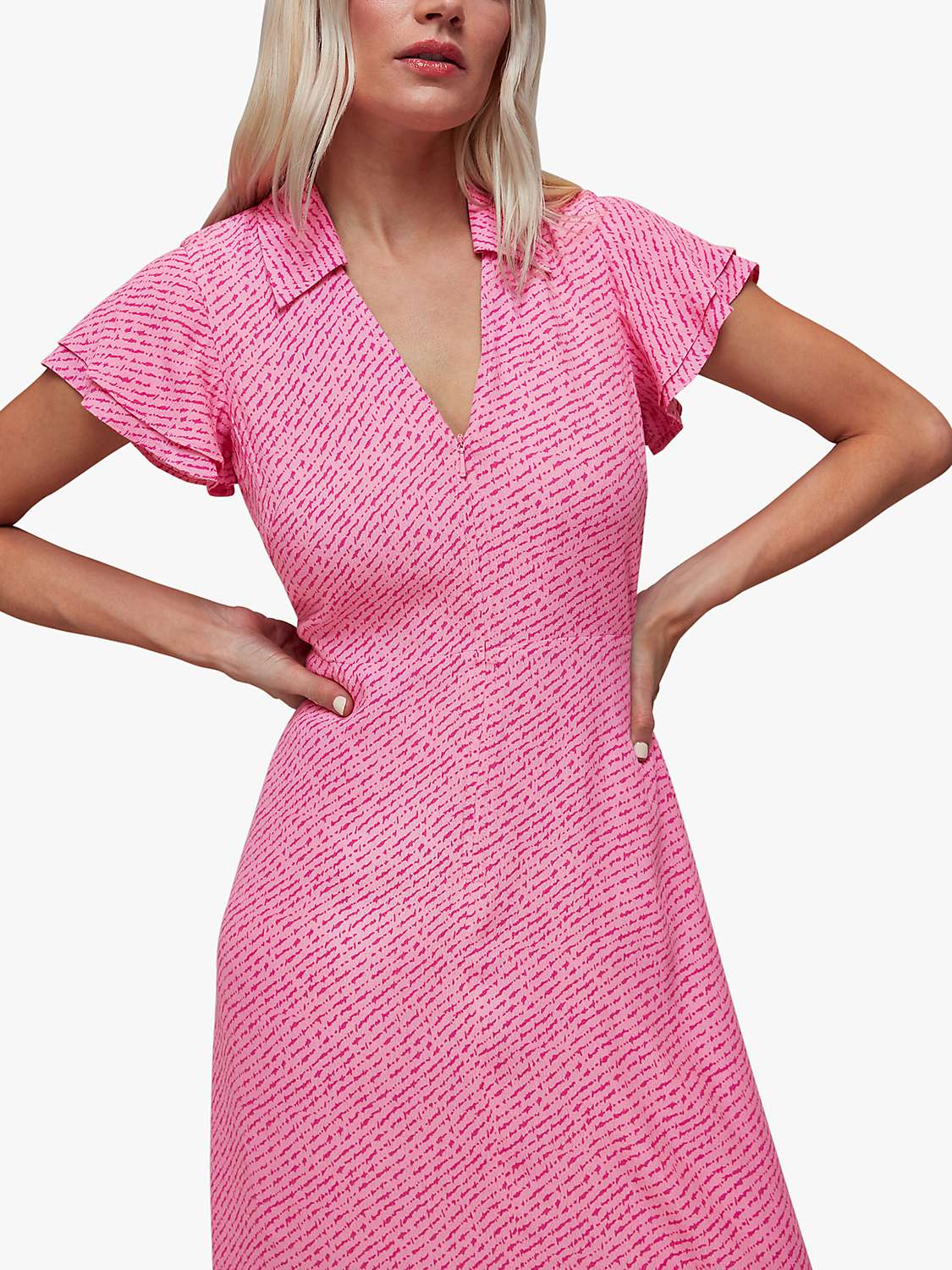 Buy Whistles Petite Nina Diagonal Fleck Midi Dress, Pink/Multi Online at johnlewis.com