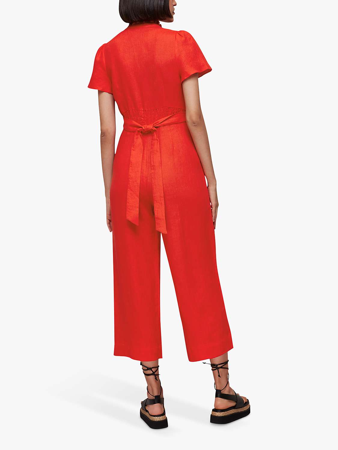 Buy Whistles Petite Emmie Linen Jumpsuit, Red Online at johnlewis.com