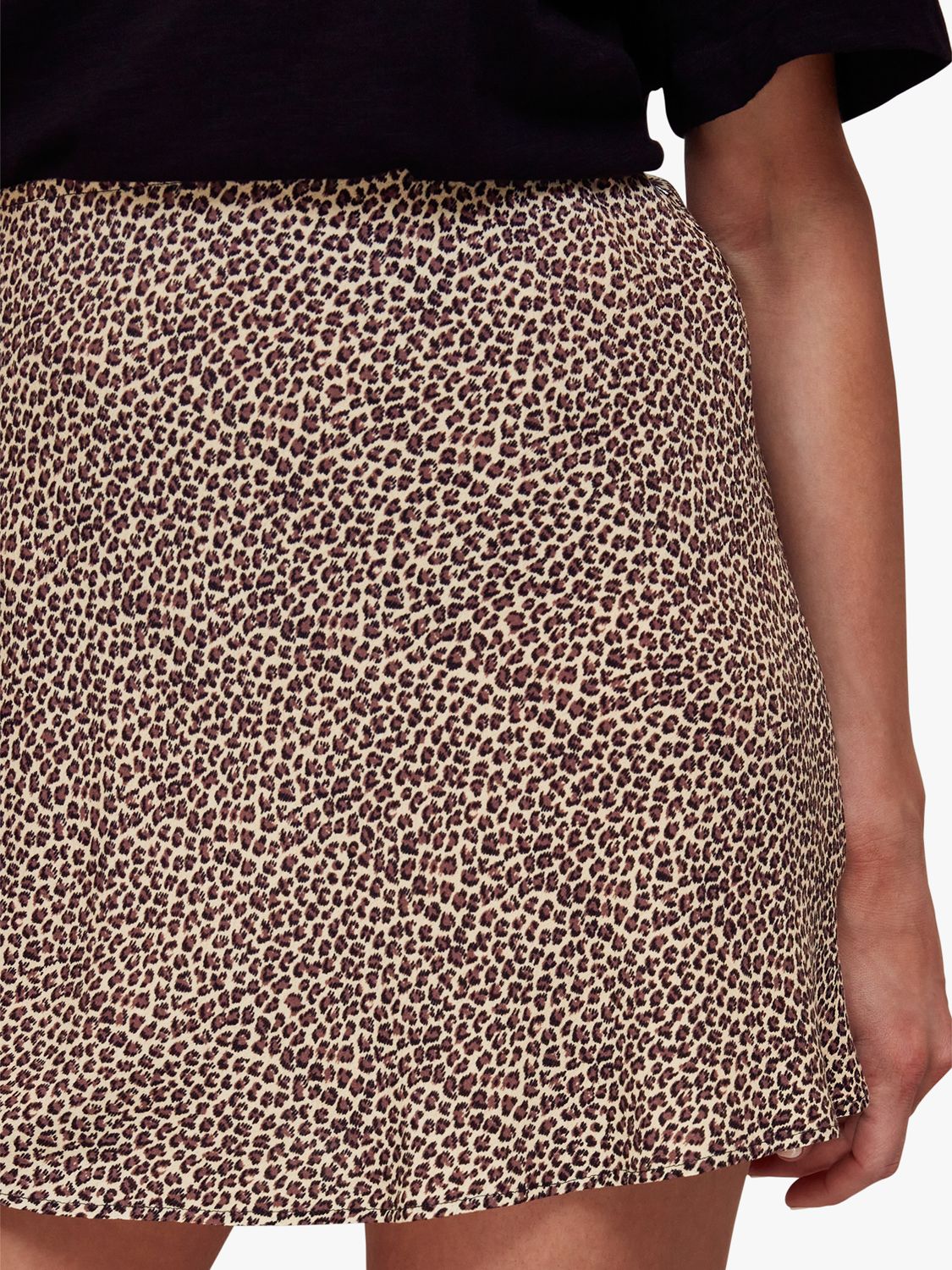 Whistles Petite Dashed Leopard Print Mini Skirt, Brown/Multi, 12