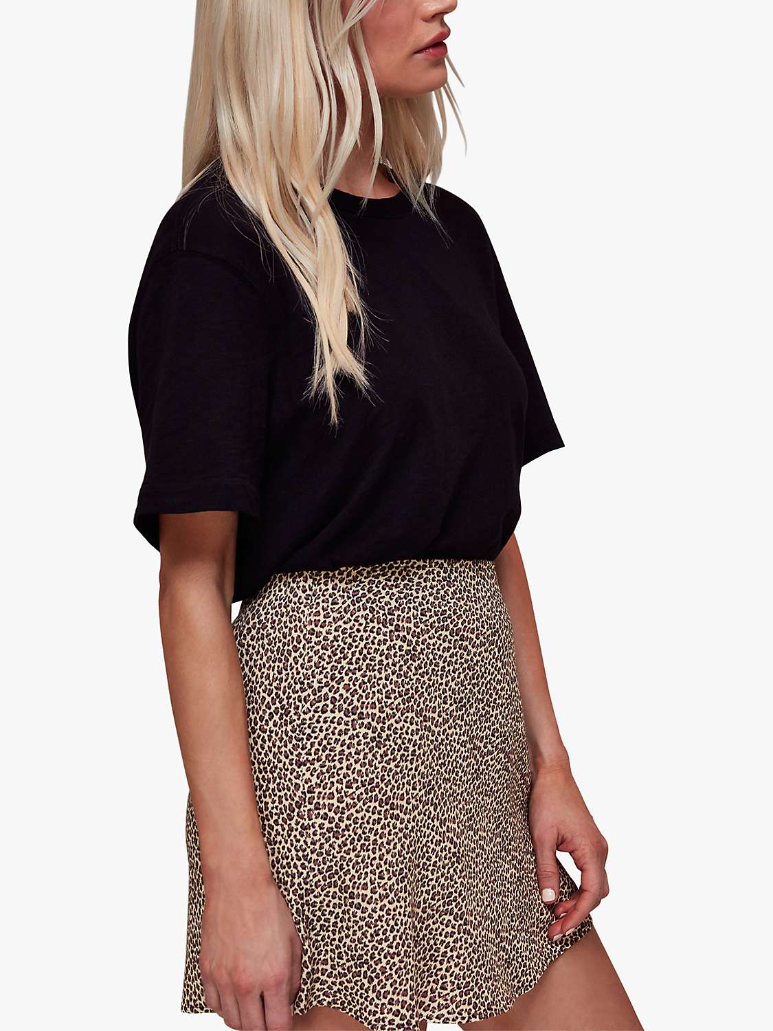Buy Whistles Petite Dashed Leopard Print Mini Skirt, Brown/Multi Online at johnlewis.com