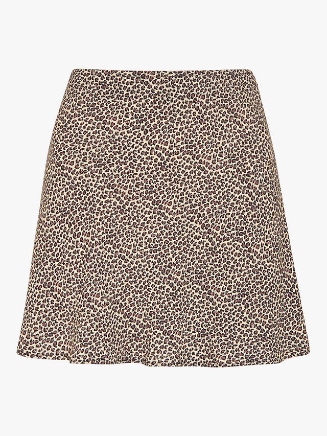 Whistles Petite Dashed Leopard Print Mini Skirt, Brown/Multi