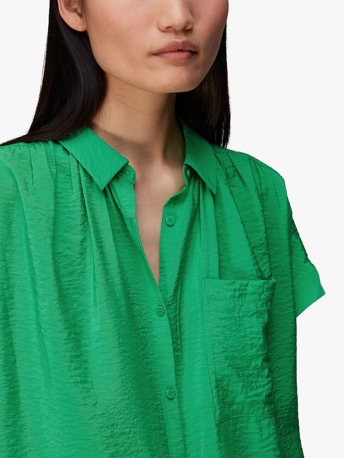 Buy Whistles Petite Nicola Button Through Shirt, Green Online at johnlewis.com