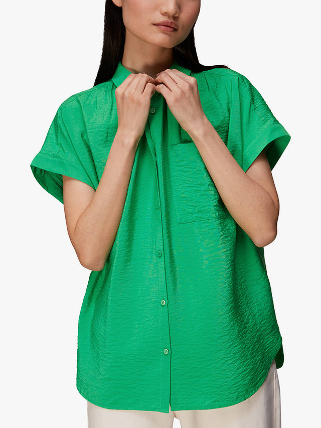 Whistles Petite Nicola Button Through Shirt, Green