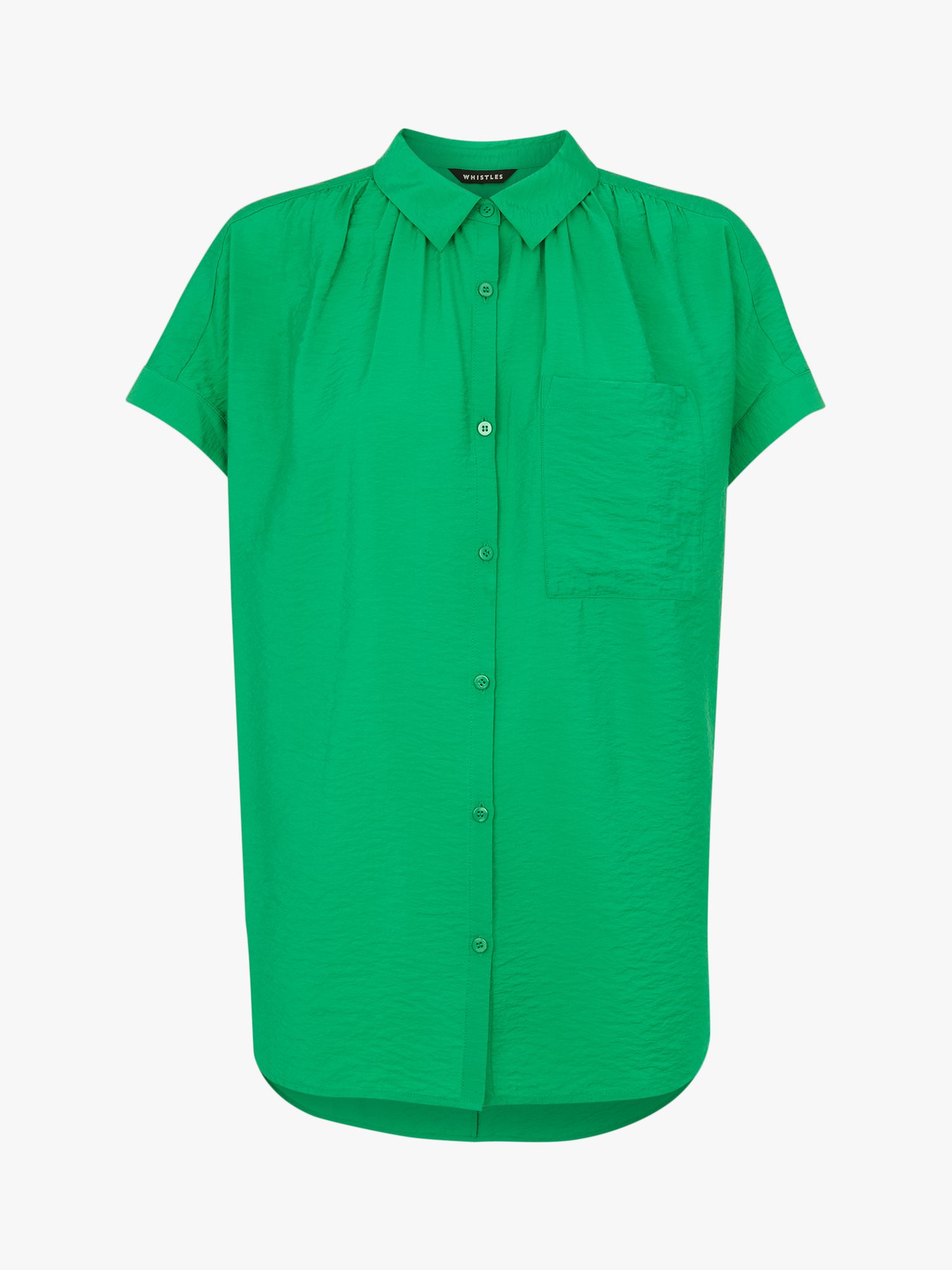 Whistles Petite Nicola Button Through Shirt, Green, M