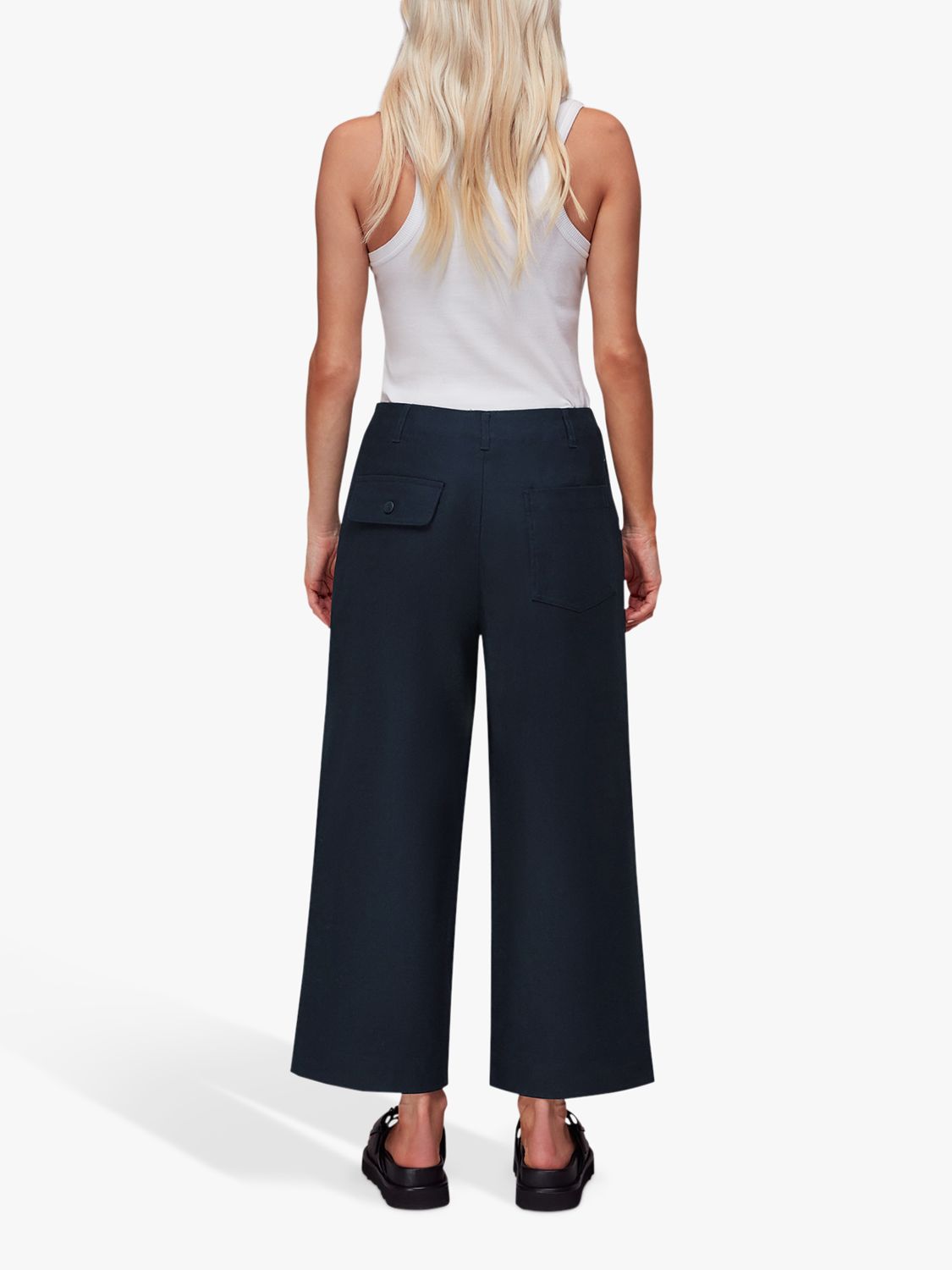 Whistles Petite Amber Chino Trousers, Navy at John Lewis & Partners