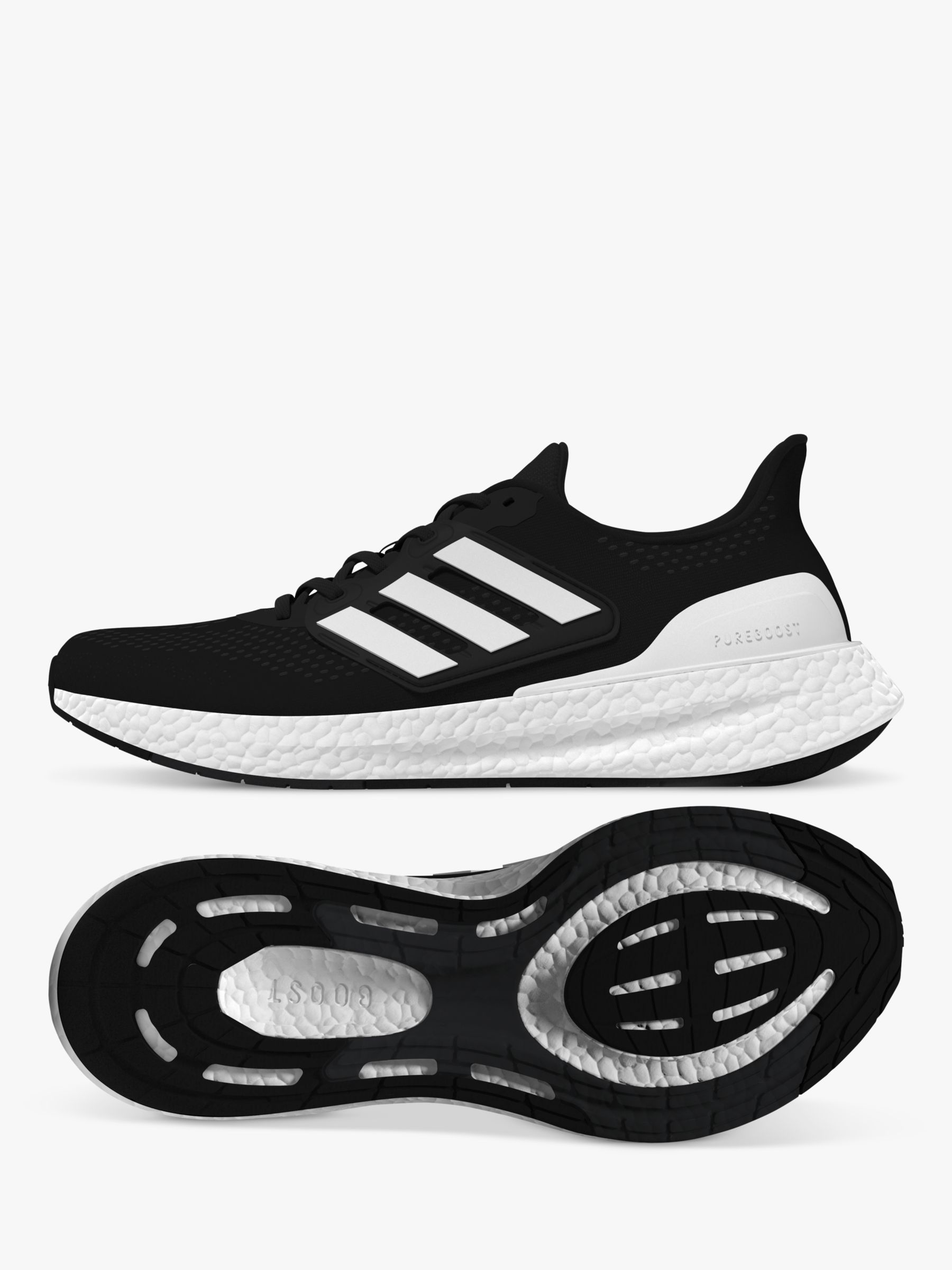 adidas Pureboost 23 Men's Running Shoes, Black/White/Carbon, 7