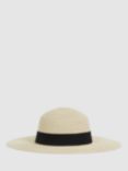 Reiss Lexi Woven Wide Brim Hat, Neutral
