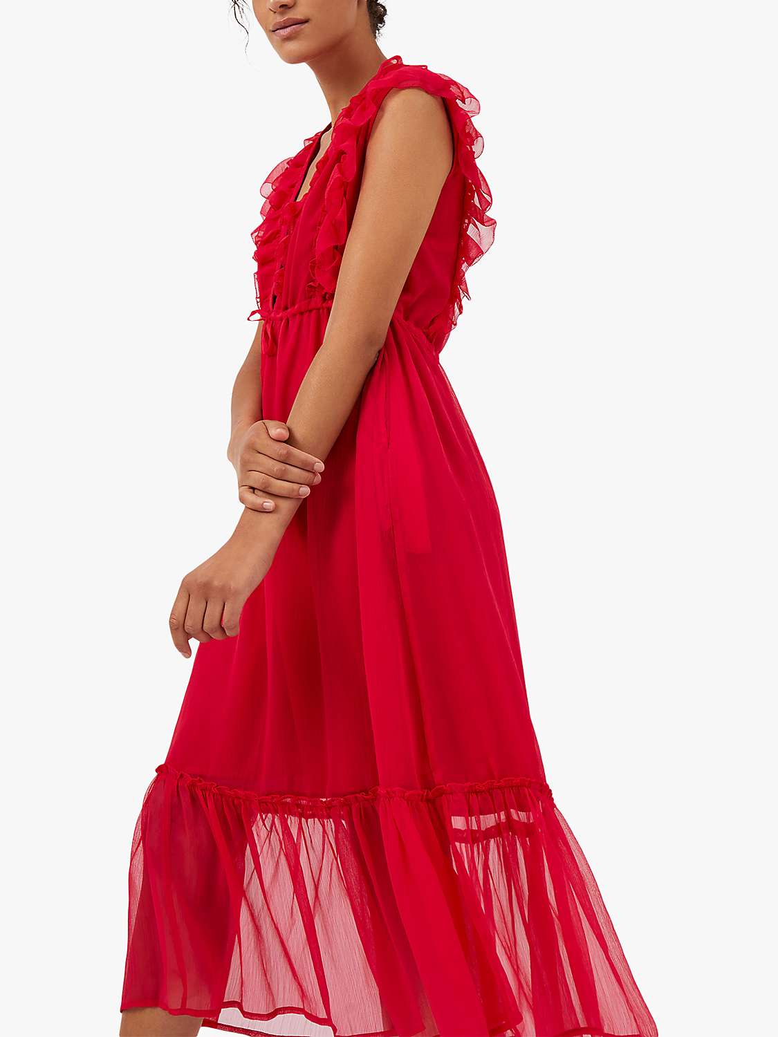 Buy Great Plains High Summer Crinkle Ruffle V Neck Dress, Summer Berry Online at johnlewis.com