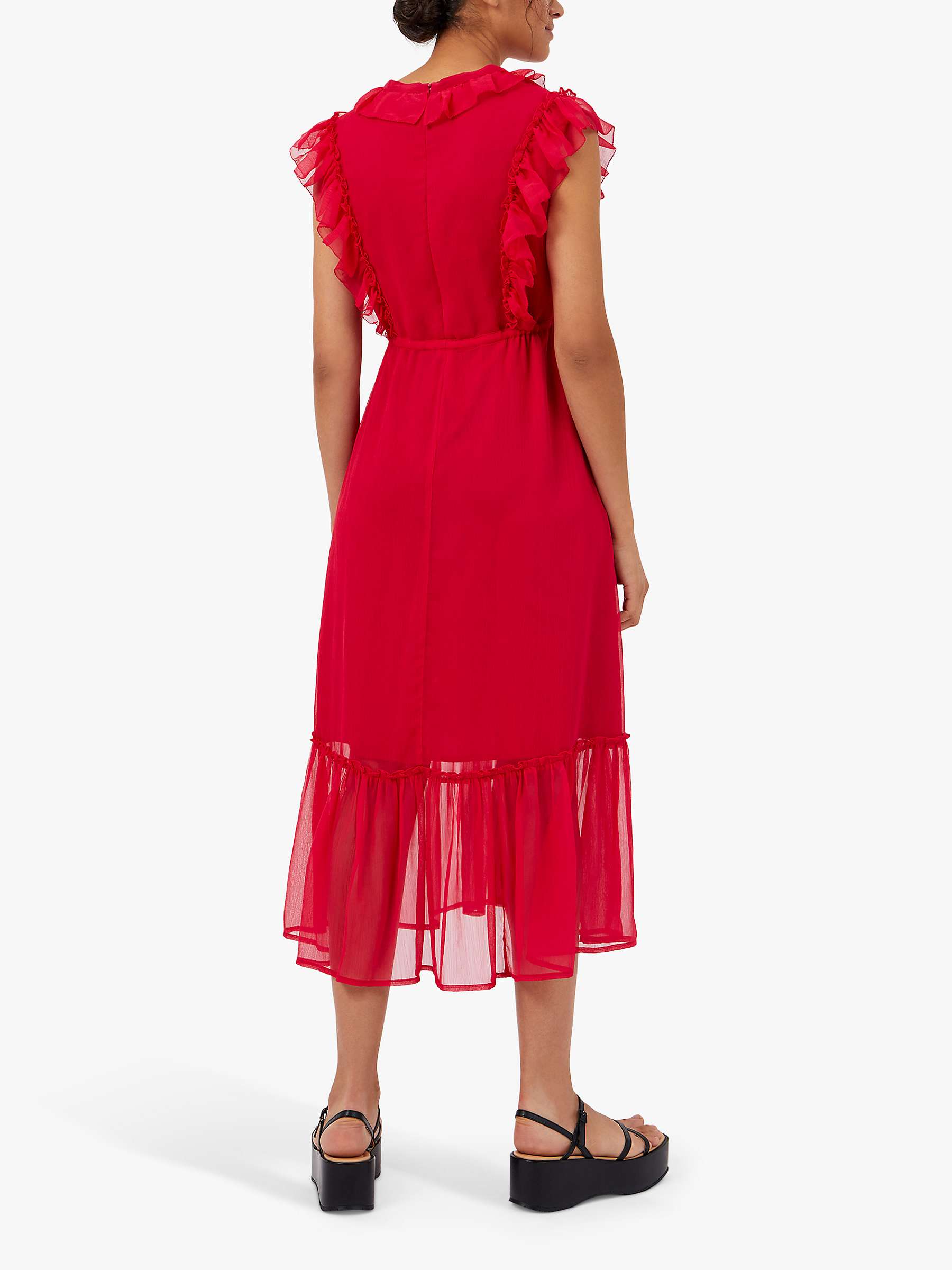 Buy Great Plains High Summer Crinkle Ruffle V Neck Dress, Summer Berry Online at johnlewis.com