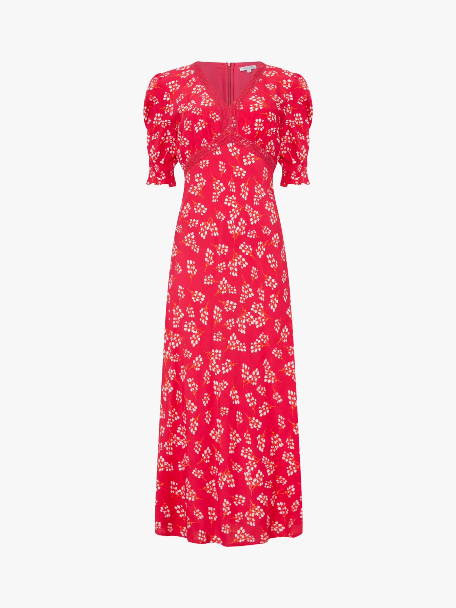 Great Plains Meadow Spritz Print Midi Dress, Red at John Lewis & Partners