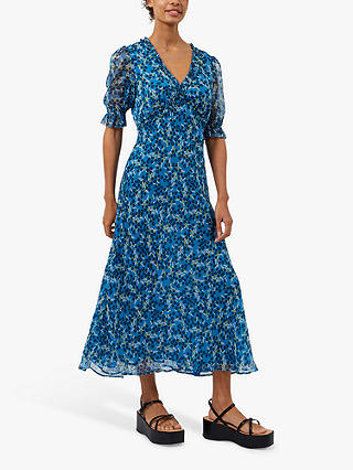 Great Plains Ditsy Print Midi Dress, Blue/Multi