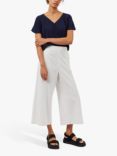 Great Plains Textured Stripe Cropped Wide Leg Trousers, Milk/Multi