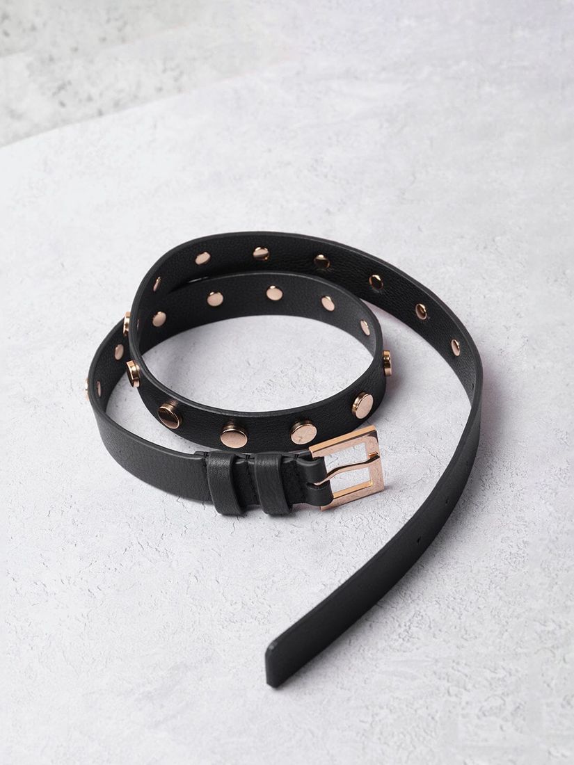 Mint Velvet Eyelet Suede Belt, Brown at John Lewis & Partners