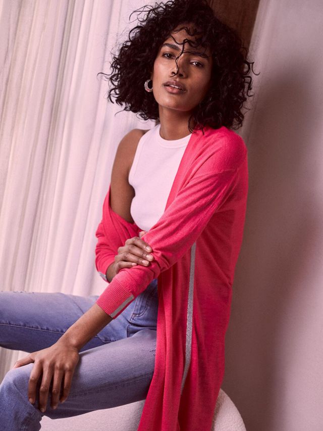 Women's long store pink cardigan