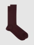 Reiss Fela Cotton Blend Ribbed Socks, Bordeaux
