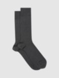 Reiss Fela Cotton Blend Ribbed Socks, Charcoal