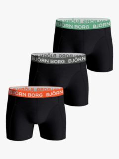 Björn Borg Cotton Blend Stretch Trunks, Pack of 3, Black/Navy at John Lewis  & Partners