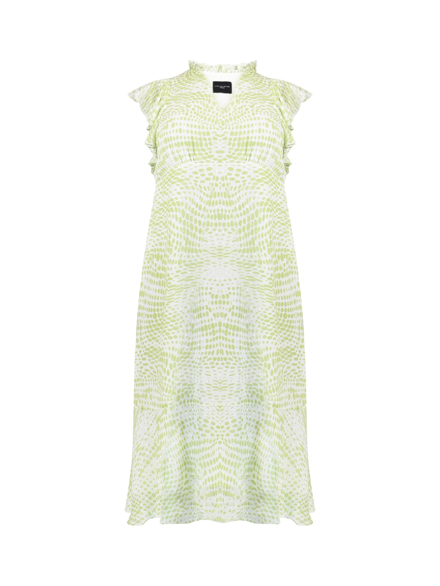 Buy Live Unlimited Curve Animal Print Dobby Frill Sleeve Midi Dress, Green Online at johnlewis.com