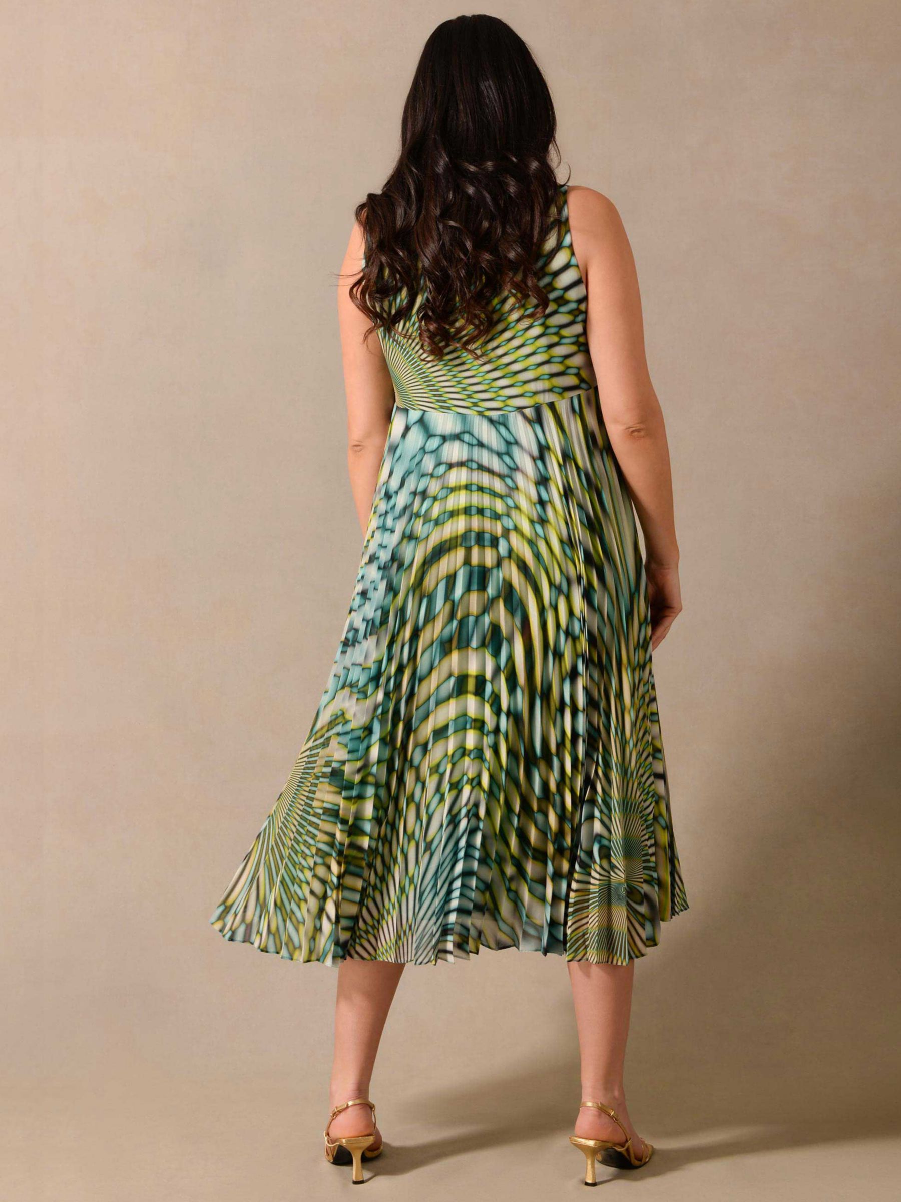 Live Umlimited Curve Kaleidoscope Sunray Pleat Maxi Dress, Green/Multi, 12